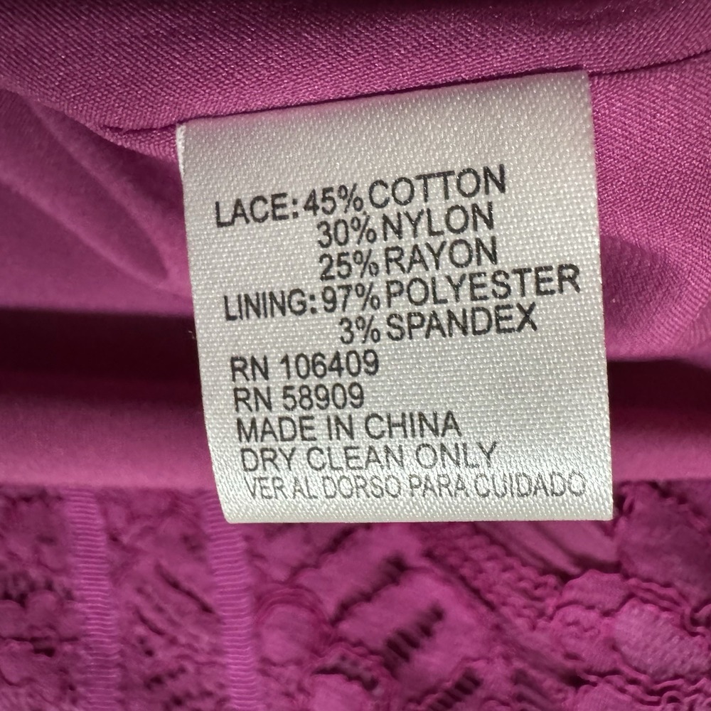 NWT Antonio Melani Lace Sheath Dress Size 4 Fuchsia Party Wedding Guest Resort - Picture 8 of 16